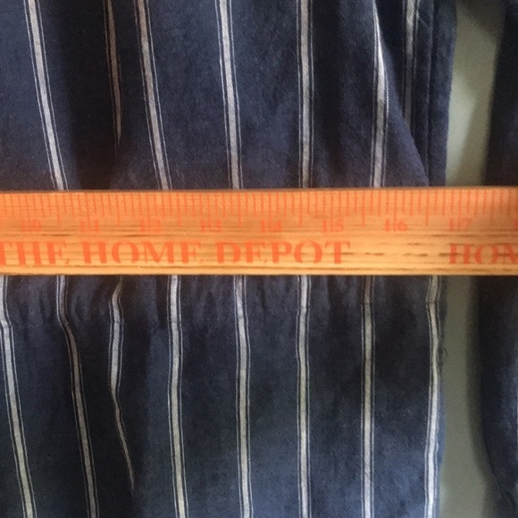 J. Crew Linen Tie Waist Long Sleeve Top Indigo Gauze Stripe SZ 8. Coastal - Picture 8 of 11